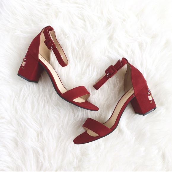 Chinese Laundry Shoes - Chinese Laundry "Layne" Wine Suede Floral Heels, 8